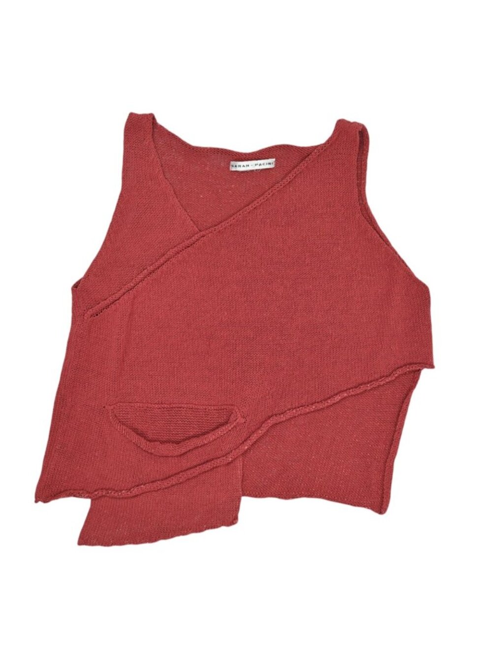 Sarah Pacini Asymmetrical Tank Top in Red